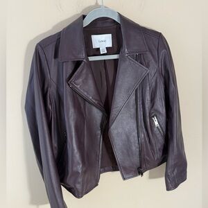 Lewit 100% Leather jacket wine burgundy brown color size Small